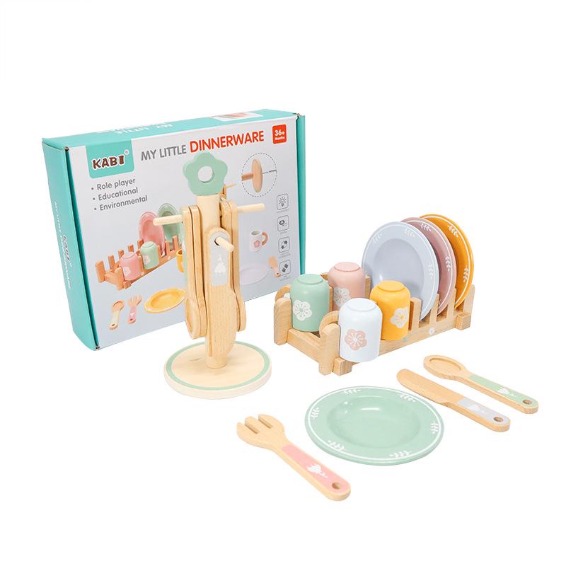 Educational Wooden Play Kitchen Set for Kids: Role-Playing Tableware Toys