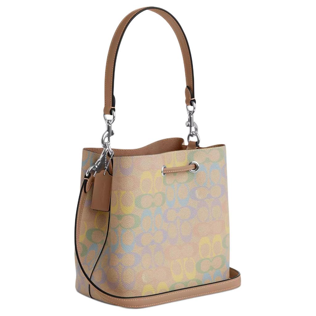Coach Rowan 21 Brand Print Bucket Bag Coated Canvas Crossbody Tote Bag Small Women Bags Rainbow CDA92-SVSAS