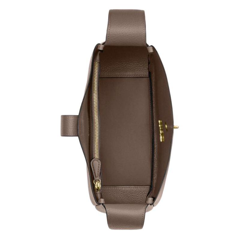 Coach Hadley 25 Metal Logo Pebbled Leather Shoulder Crossbody Bag Medium Women's Dark Brown