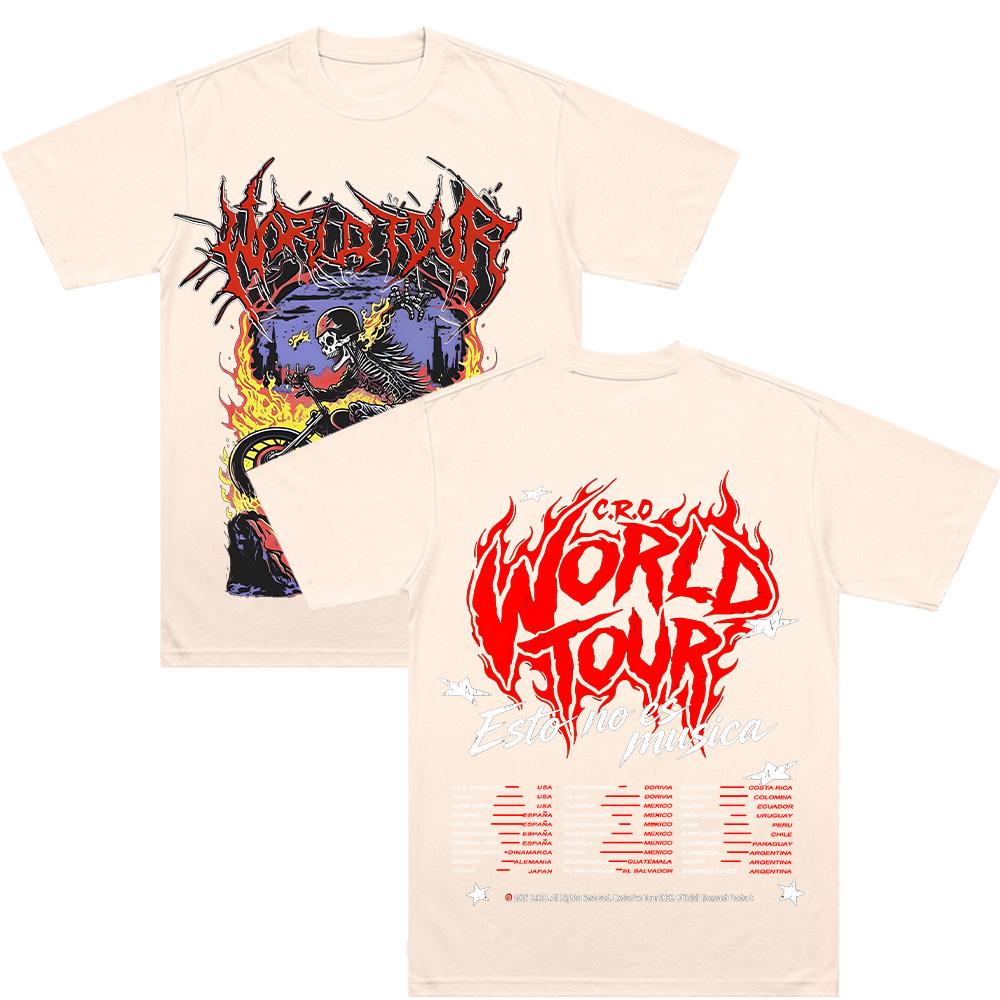 C.R.O Esto No Es Musica World Tour Magliette Maglietta Wt FUEGO Casual da Uomo Rinfrescante Loca Manica Corta Cotone Maglietta Unisex