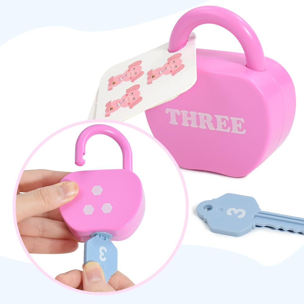 20PCS Kids Alphabet Lock Key Toy Set Car Locks Montessori Educational Number Matching Homeschool Math Toys Baby Word Cognition