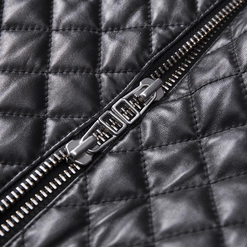 New Men's Leather Jacket, Cotton Jacket, Baseball Uniform, Sheepskin Stand Collar, Slim Motorcycle Leather Jacket, Cotton Jacket