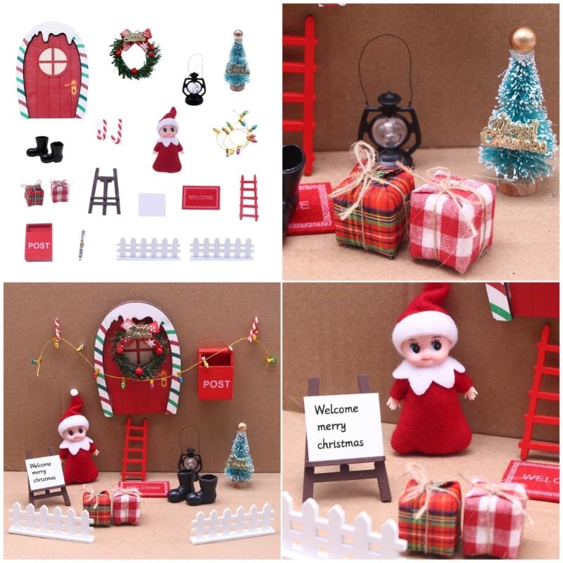 Holiday Dollhouses Rainbow Door Decoration Set Safe User friendly Materials Easy Assembly For Christmas Display And Storage