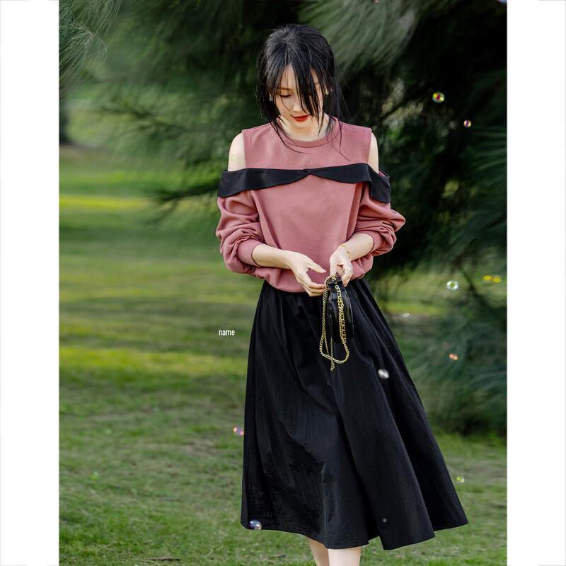 Demana Women's Ruffled Off-Shoulder Color Block Sweatshirt