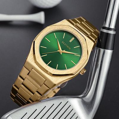 BESTWIN Men's Waterproof Quartz Watch with Butterfly Clasp