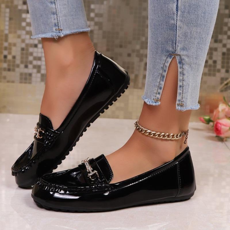 Damskie buty płaskie Modne Okrągły nosek Niski obcas Casual Duży rozmiar Wsuwane Wiosna i Jesień Jednolity kolor Damskie buty płaskie