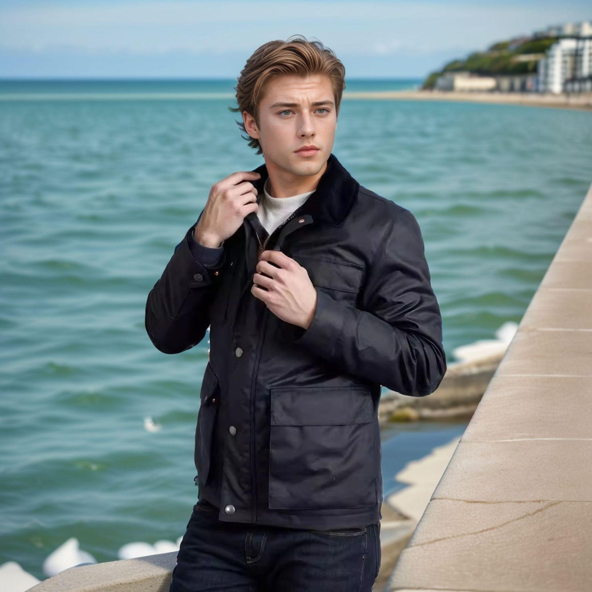 

Новая однотонная мужская куртка на молнии на весну и осень 2XL