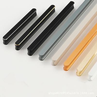 Modern Black Aluminum Alloy Wardrobe Cabinet Handle - Fashionable, Extended Design