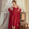 Women's Sheer Lingerie Low Cut Bow Mesh Sleep Dress with Robe Set