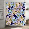 Vibrant Floral Shower Curtain Set for Bathroom Decor Modern Blue Purple Yellow Design 180x240cm with Hooks Included.