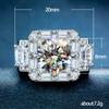 New, luxury T-square zircon men's ring, copper-plated platinum full of small diamonds, domineering men's ring.