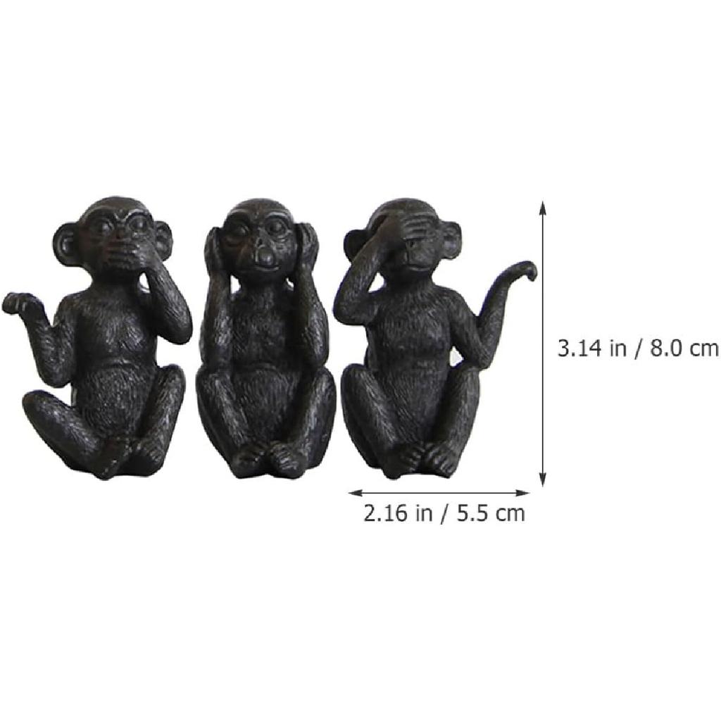3pcs Resin Monkey Figurine Cute Animal Statues for Desktop Decor Creative Monkey Ornaments for Home Office Library and Shop Unique Present Idea
