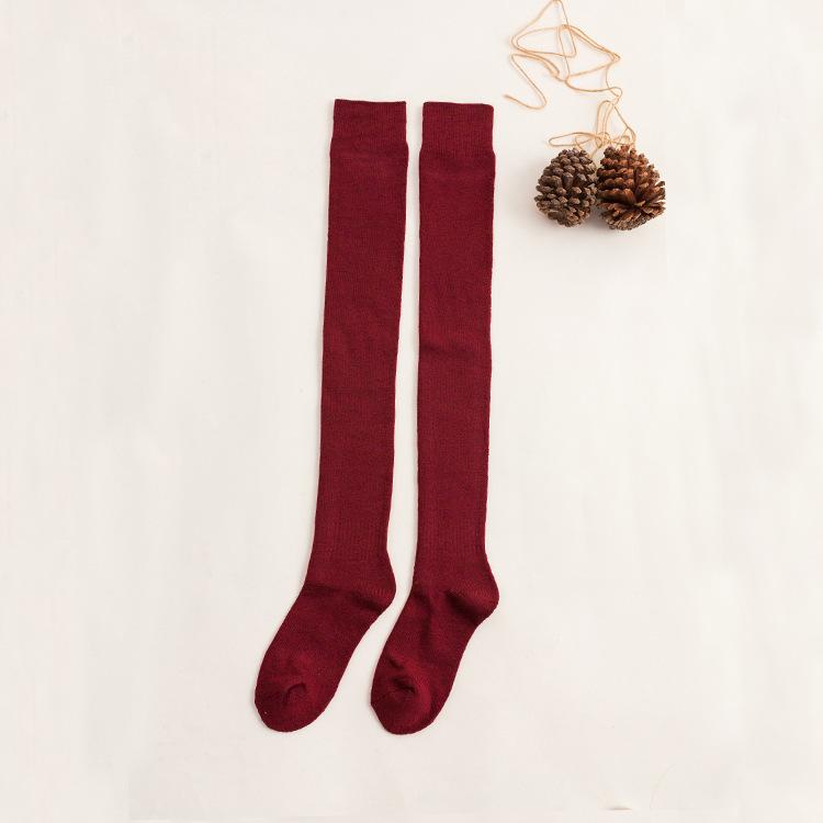 Autumn Winter Japanese Style Women's Over-the-Knee Wool Stockings Thickened Thigh Socks with Warm Knitted Crew Length Logo Body
