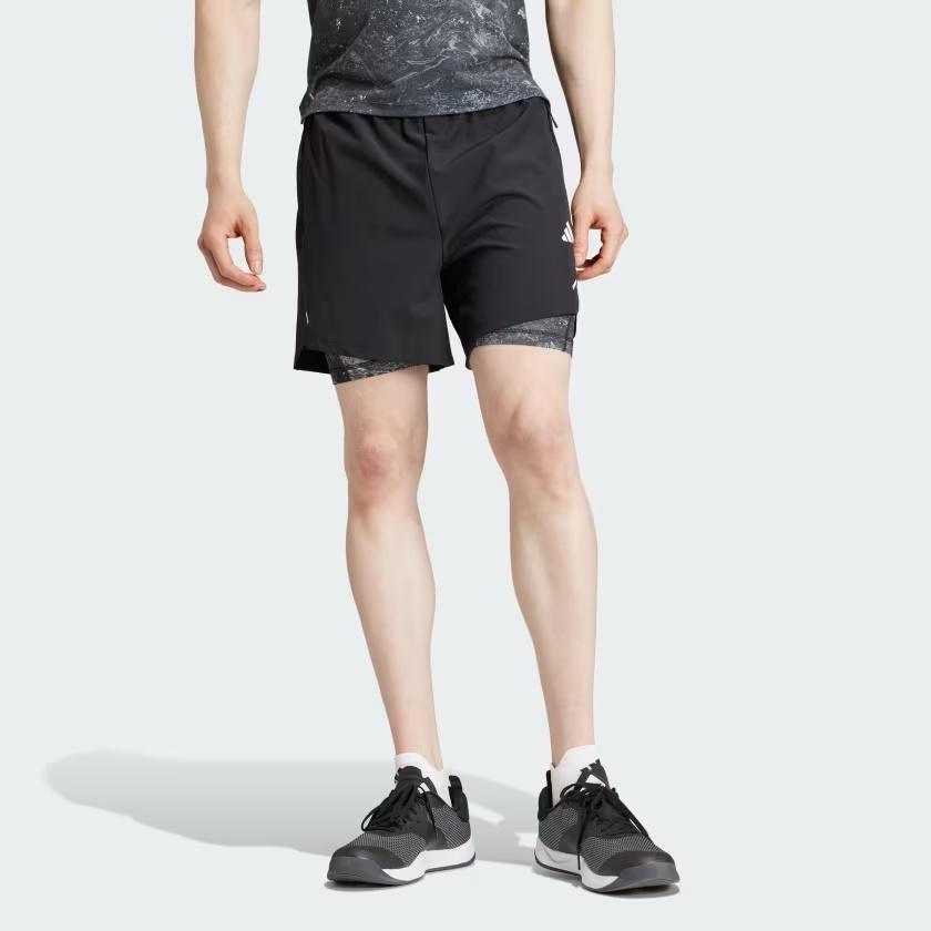 adidas Power Workout 2-in-1 Shorts Asia Sizing 'Black' Men's IK9683