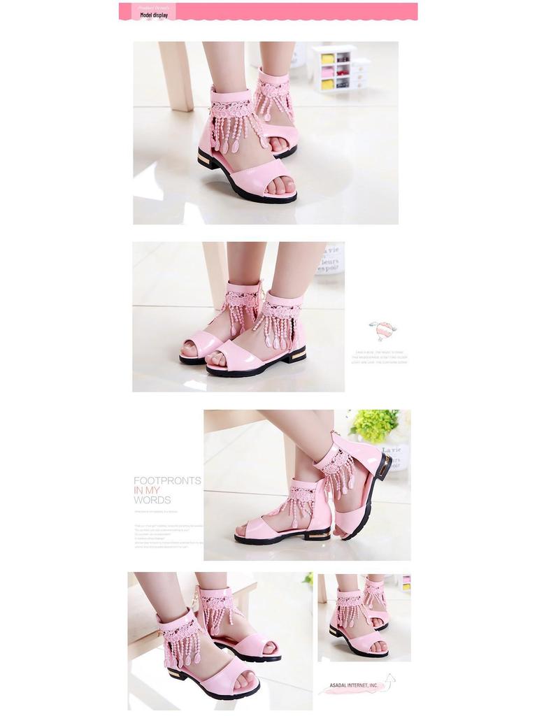 Mädchen Sommer 2025 Mode Sandalen - Koreanischer Stil Prinzessin Weiche Sohle Römerschuhe für Kinder