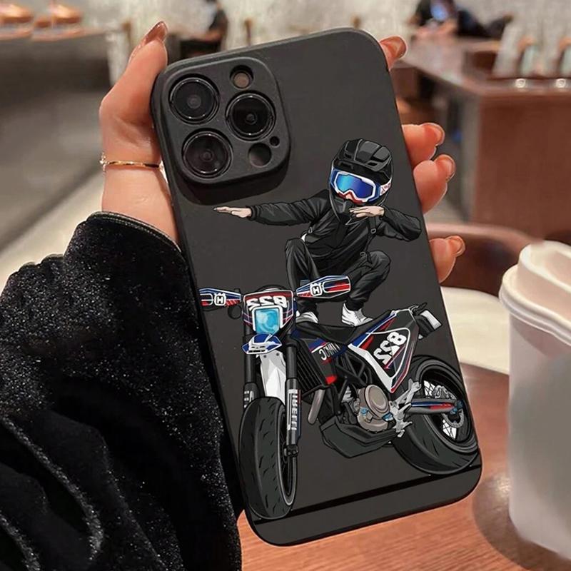 

Крутой Чехол для Телефона с Рисунком Мотоцикла, Матовый, Мягкий, для iPhone 16 14 15 11 12 13 Pro Max Mini 7 8 Plus SE2 XR X XS, Ударопрочный iPhone 12 Mini