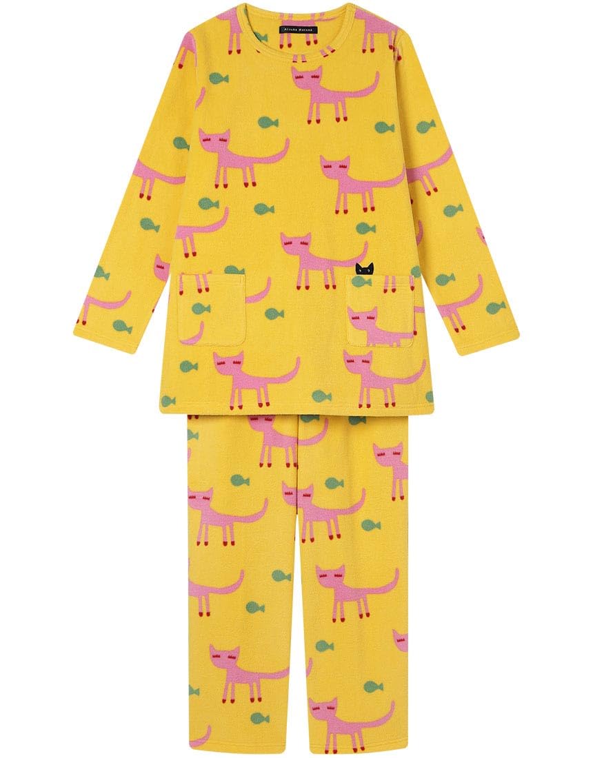 

Wacoal Relax Sleep Atsuko Matano Winter Long and Size Yellow & Women s Pajamas, Microfleece, Sleeves, Pants, HDW407,