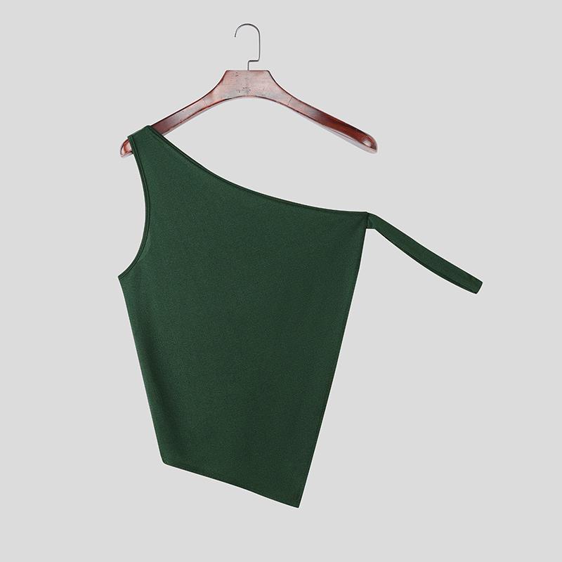 

INCERUN Men Sling Sleeveless Slim Semi-Sheer Cropped Camisole Tank Tops 5XL