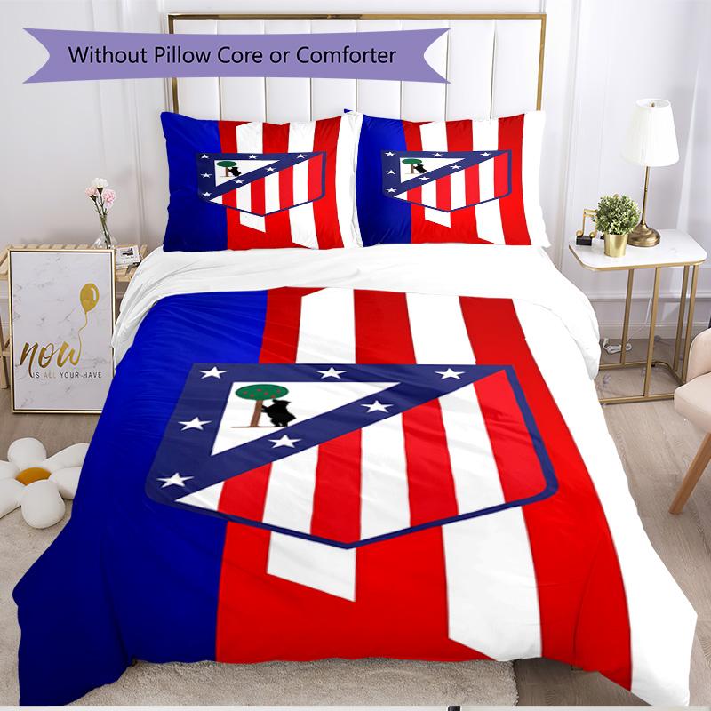 3pcs Duvet Cover Set (1*Duvet Cover + 2*Pillowcase, Without Core), football club Print Soft All‑Season Bedding Set, Home Bedroom Decor Gift
