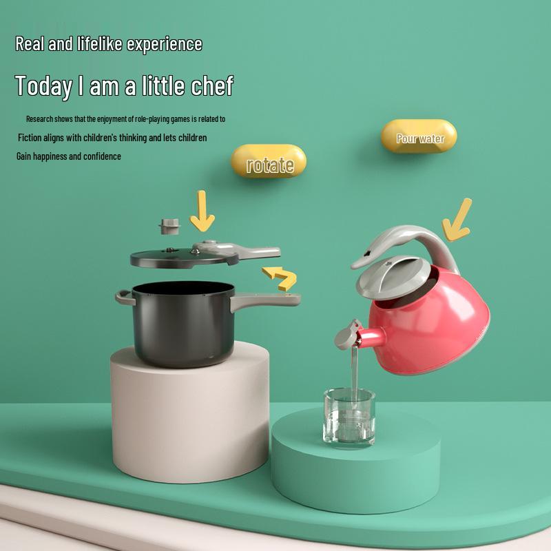 Children's Play Kitchen Toy Rice Cooker Set, Cooking Simulation Kitchenware, New Year Gift for Boys and Girls Ages 3-6