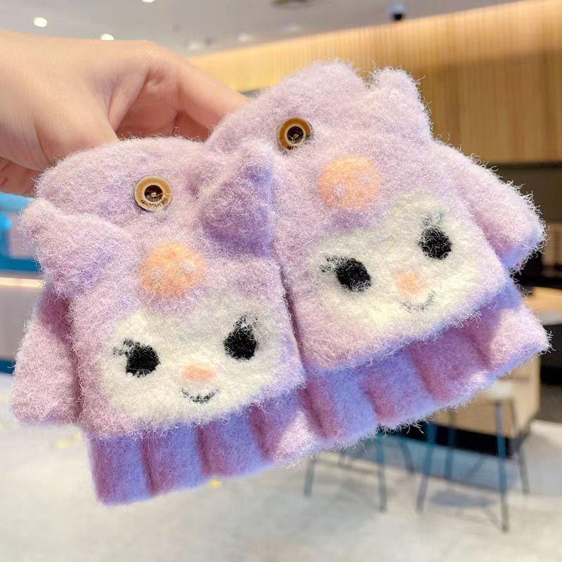 Child gloves For Newborn Baby Glove Winter Cartoon Flip Over Child Glove Cute Girl Gloves Warm Boy Five Finger Homework Glove