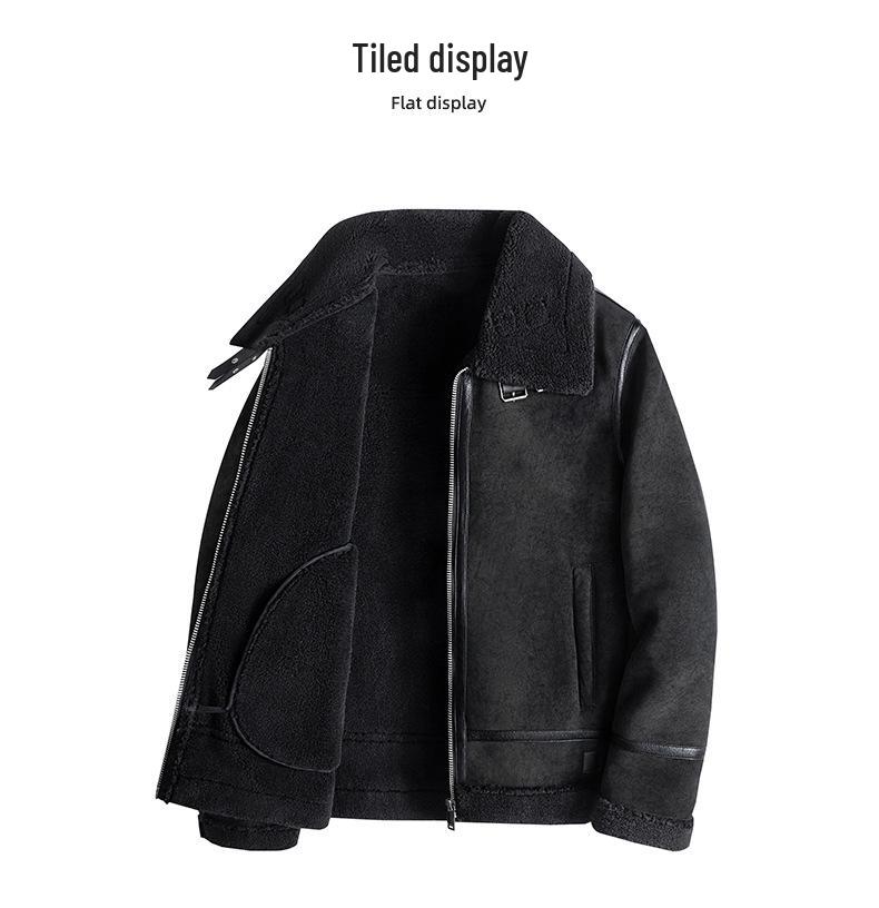2024 Men's Trendy Shearling Lined PU Leather Motorcycle Jacket