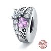 WOSTU Real 925 Sterling Silver 15 Styles Pet Vintage Heart Spacer Stopper Beads fit Wostu original Charm Bracelet Jewelry CQC593