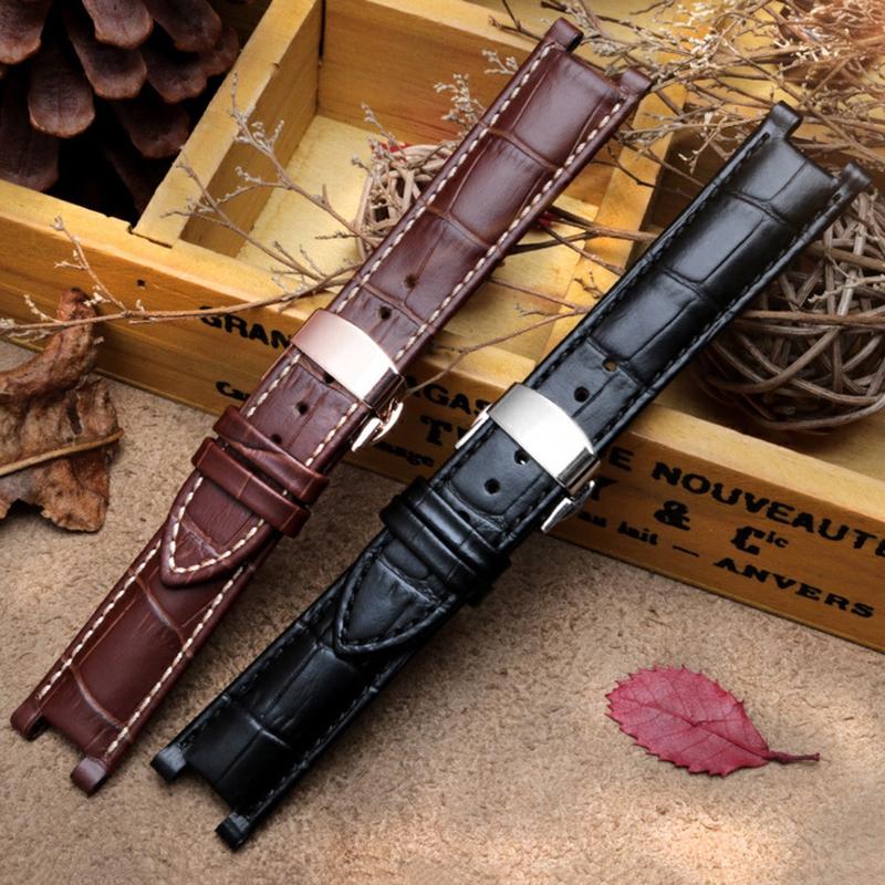 Kopfschicht Lederarmband Krokodilmuster Rindsleder für YA133309 Gales 20*11mm 22*13mm Uhrenarmband Schwarz Braun Herren Accessoires