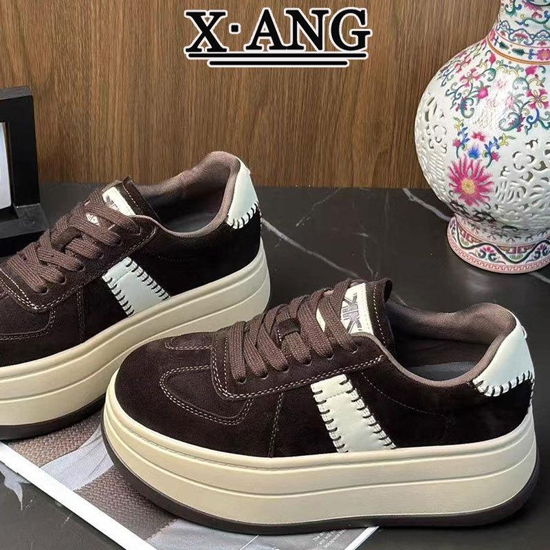 Leather Women's Muffin Thick Sole Heightening Small Women's Shoes Retro Versatile Board Shoes Casual Sports Shoes