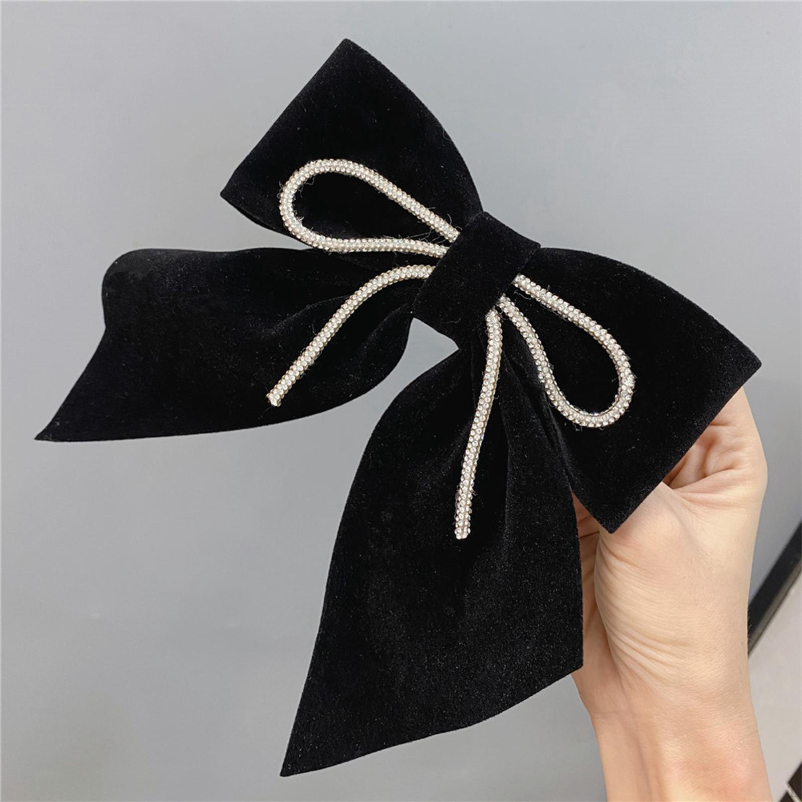 

Элегантные бархатные банты для волос со сверкающими заколками для стильных аксессуаров темно-красного