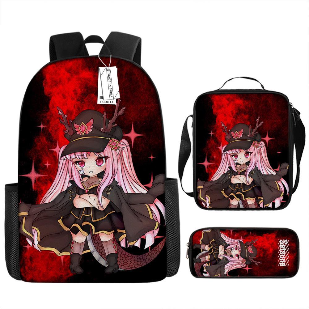 Classic Popular Funny Novelty Gacha 3D Printed 3pcs/Set Pupil School Bags Laptop Daypack Backpack Lunch Bag Pencil Case