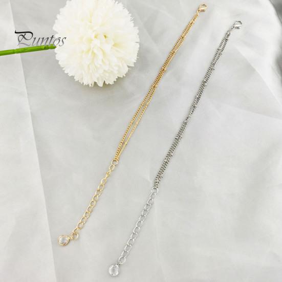 Brățară cu lanț de mărgele cu strat dublu elegant, cu incrustație de strasuri, lanț de extensie reglabil, brățară metalică pentru femei