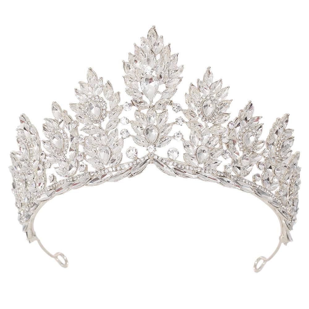Elegant Baroque Queen Tiaras Luxury Rhinestone Diadem Zinc Zinc Alloy Princess Crown  Pageant Events серебряный