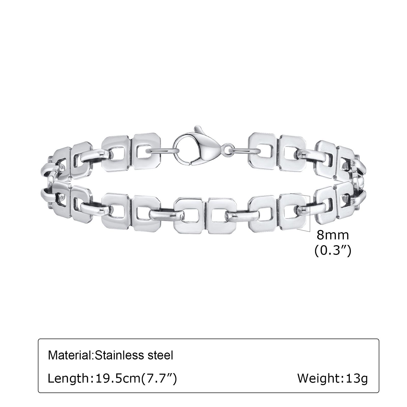 

Man Bracelets Silver Color Rectangle Chain Punk Rock Wristband Stainless Steel Jewelry Gift For Dad Boyfriend Valentine s Day