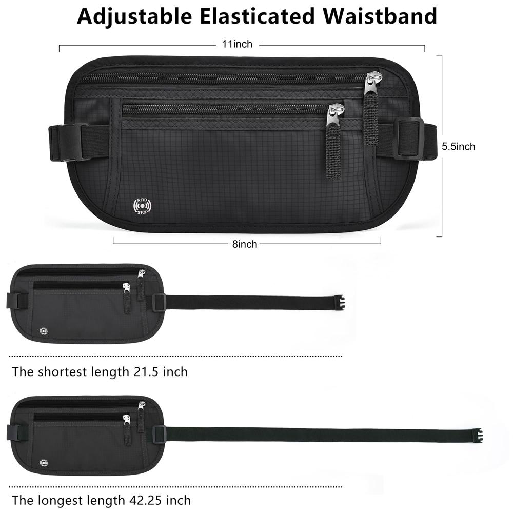 

Дорожная поясная сумка Обложка для паспорта с защитой от кражи RFID Тонкий дорожный кошелек для женщин и мужчин чёрный