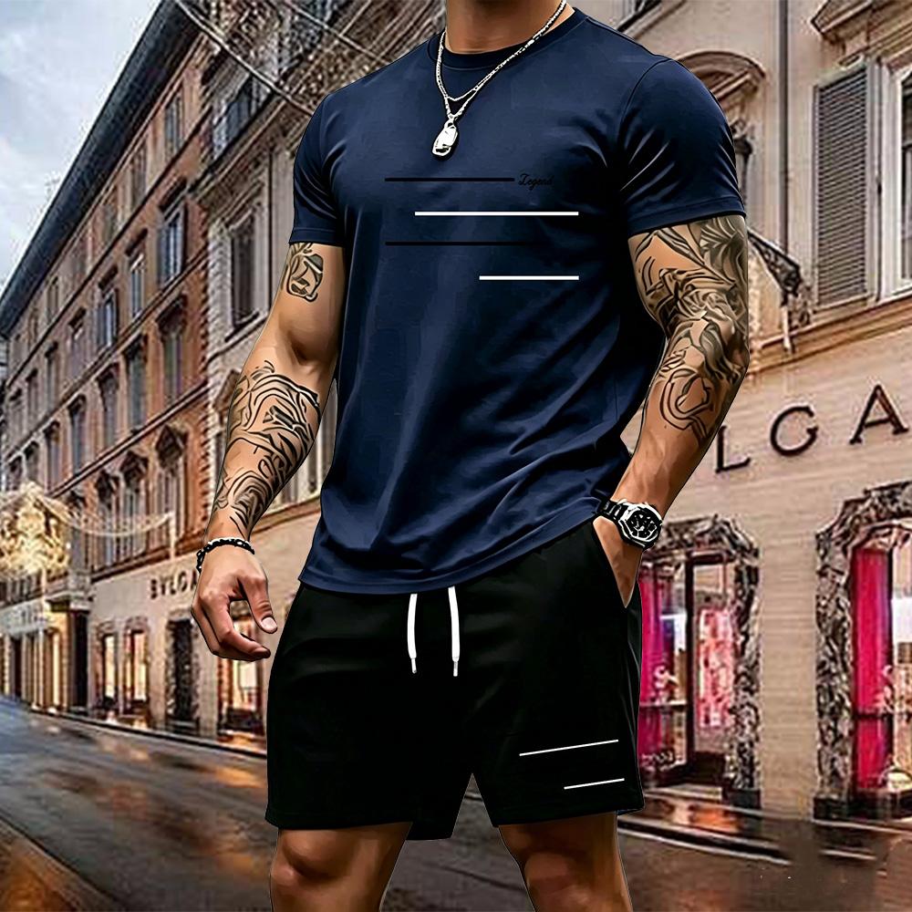 Men's Two-piece Sportswear Short-sleeved T-shirt and Pants Set Running and Fitness Sportswear Summer 2026 Big Discount