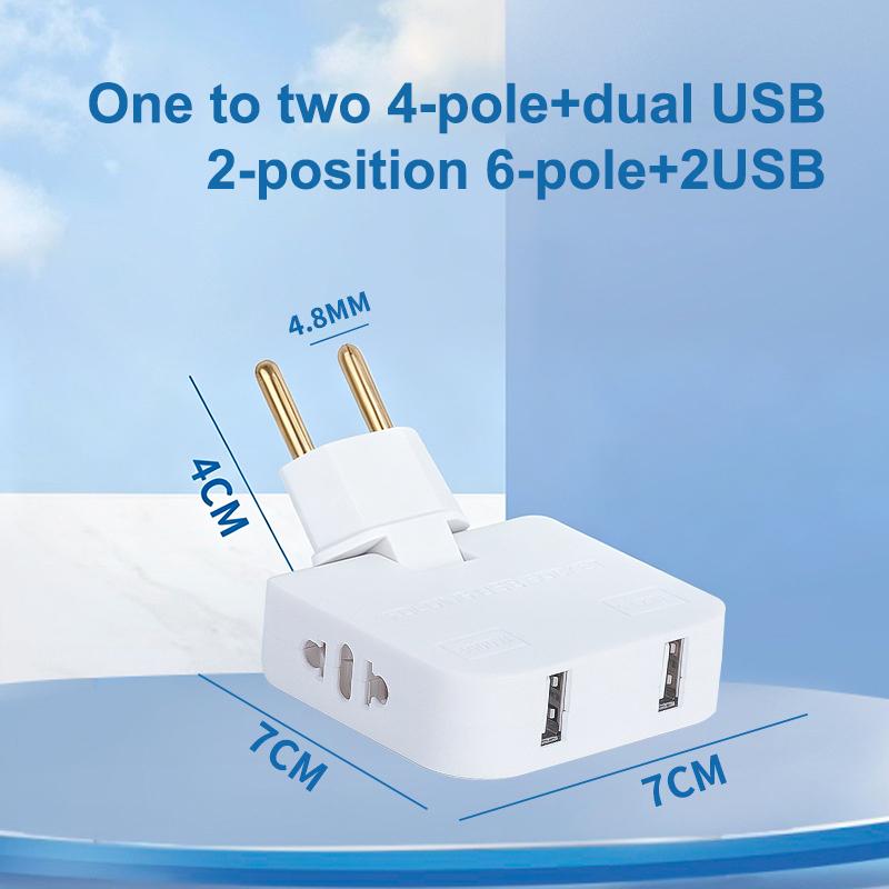 Eu Plug Adapte 4 In 1 Wall Outlet Extension Eu Electrical Socket 180 Degree Plug Adapter Travel Aadapter Portable Power Converte