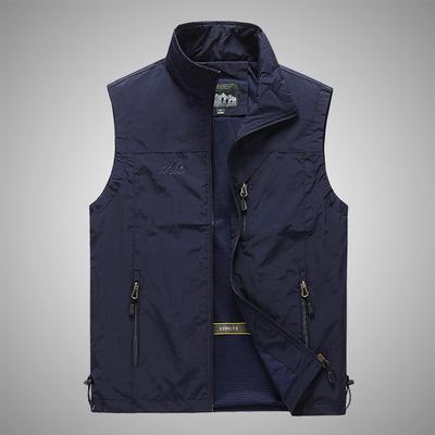 Spring Men Waistcoat Outdoor Leisure Solid Color Vest Young Middle-aged Photography Fishing Casual Vest Jacket Male