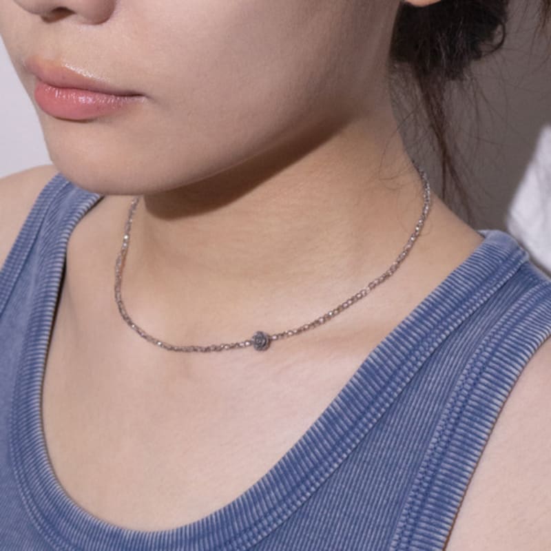 Kiee Oshimu (Silver925) 706 Stone Rose Beads Necklace