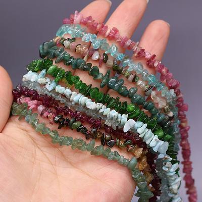 Perline di pietra naturale Perline di ghiaia Perline di tormalina/granato/acquamarina per la creazione di gioielli Accessorio per bracciale collana fai da te