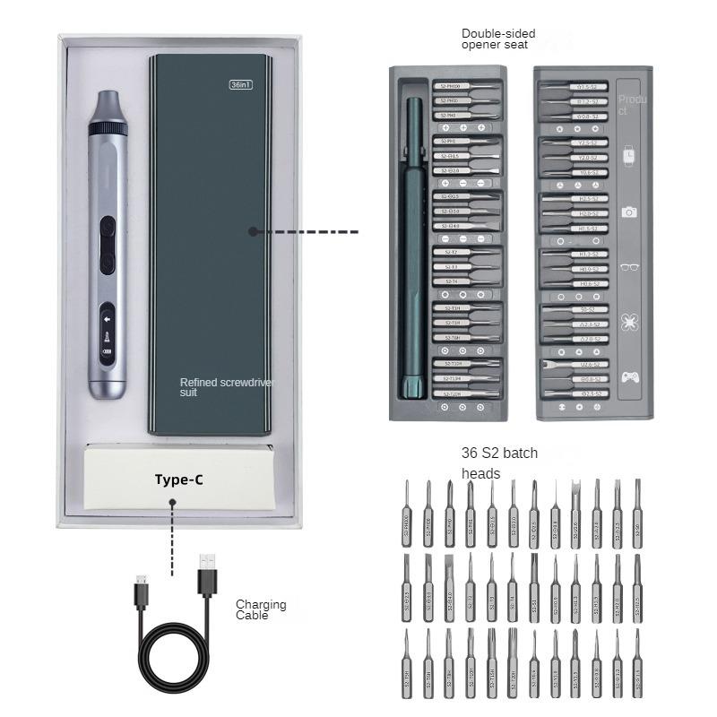 38-in-1 Precision Screwdriver Set S2 Screwdriver Bit Disassembly Repair Rechargeable Electric Screwdriver