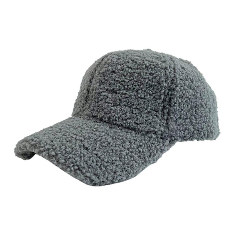 Lamb Womens Wool Baseball Cap Fleece Pure Color Warm Outdoor Winter Autumn