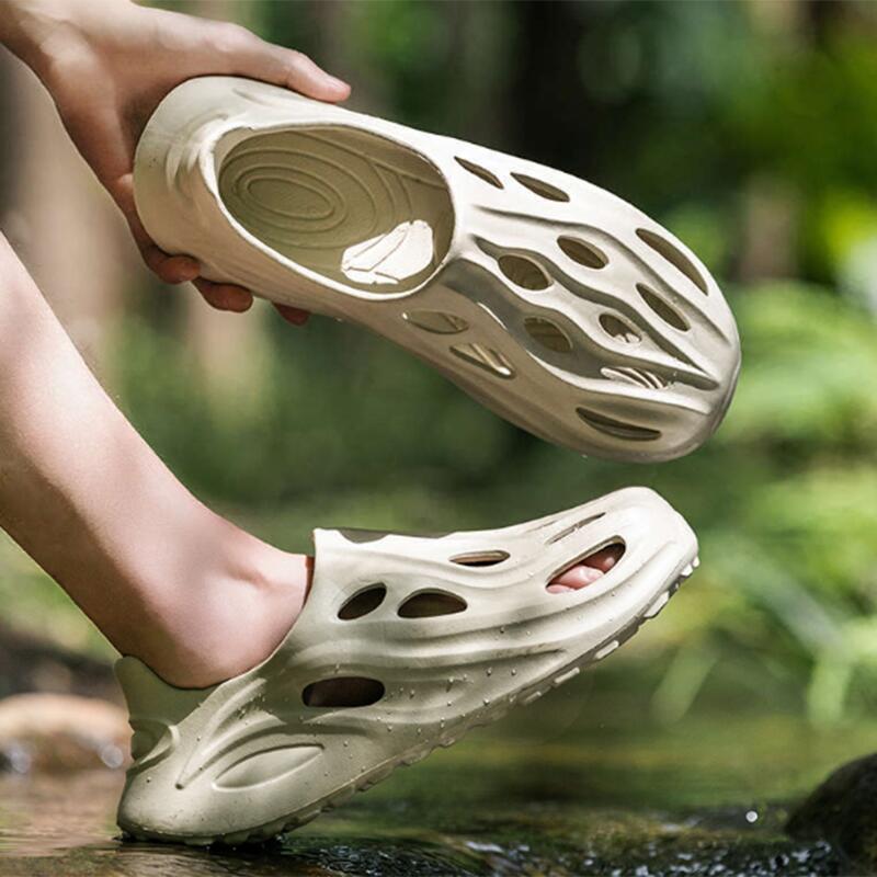 Yto Curtain Men's Soft Thick Bottom Non Slip Outside Slide Shoes Summertime Breathable Hollow Out Clogs Man Waterproof Eva Water Shoes Athletic Shoes Cm