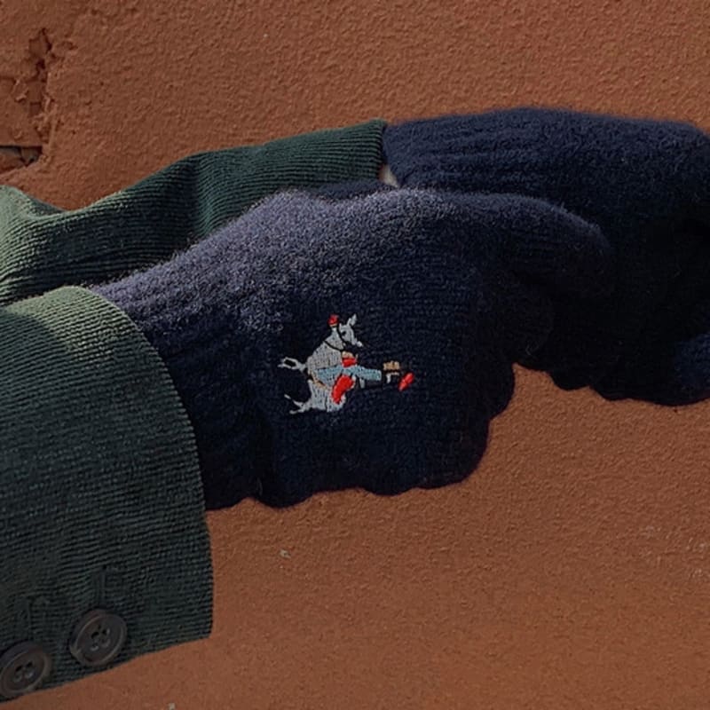 leegamgak Christmas in Joseon gloves (wool) - Navy