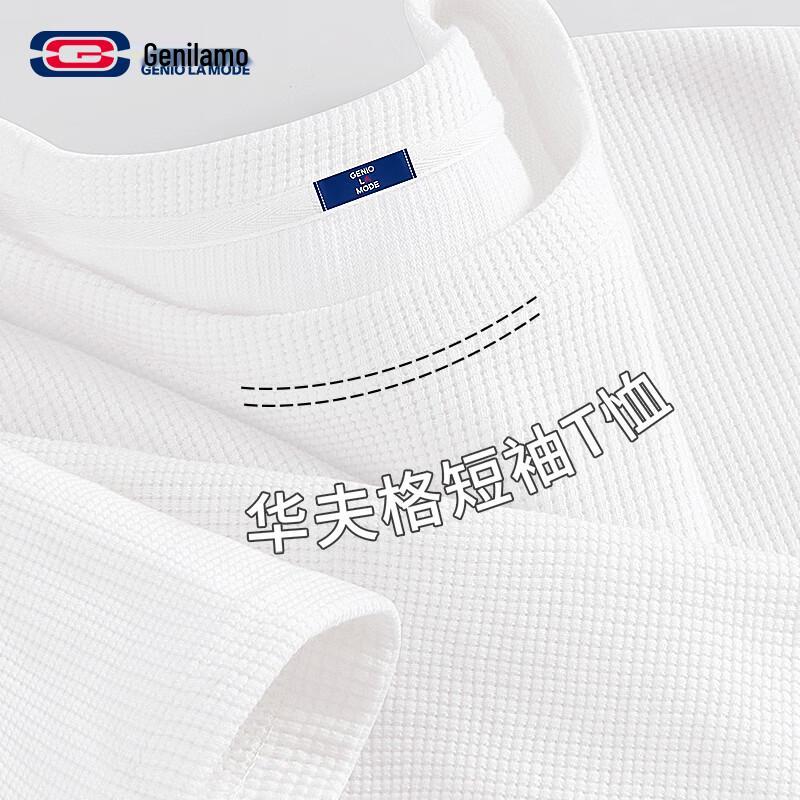 GENIOLAMODE Men s Loose Heavy Waffle Knit Short Sleeve T-Shirt M