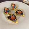 Ice quenched blue flower artificial crystal fringed earrings Cool wind temperament stud earrings Internet celebrity earrings