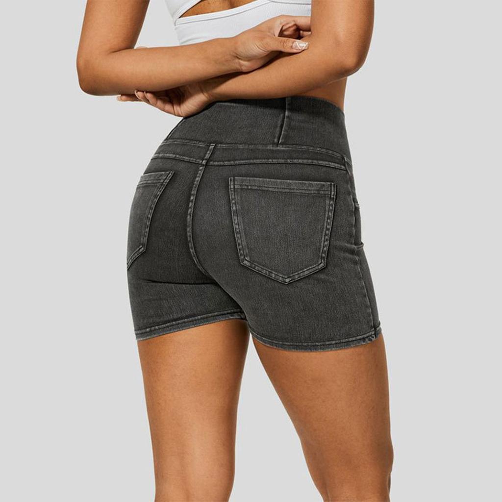 Damenmode Lässig Sommer Cross High Waist Denim Yoga Drei Hosen Shorts