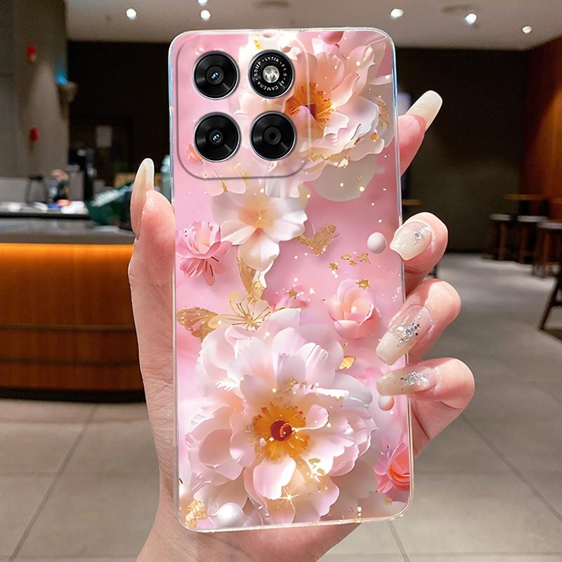 Phone Case For Motorola Moto G67 / Moto G77 Capa Coque Butterfly Bow Protective Casing Transparent Soft Silicone TPU Cover Funda