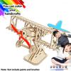 3D Wooden Puzzle Bi-Plane Aircraft Model Kits DIY Assembly 3D Puzzle for Adults Teens Brain Teaser Home Decor Crafts