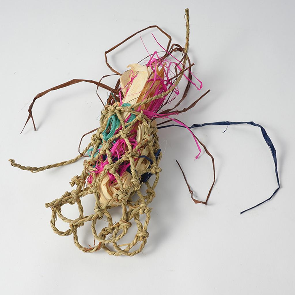 Handmade Straw Parrot Pet Decorative Toy